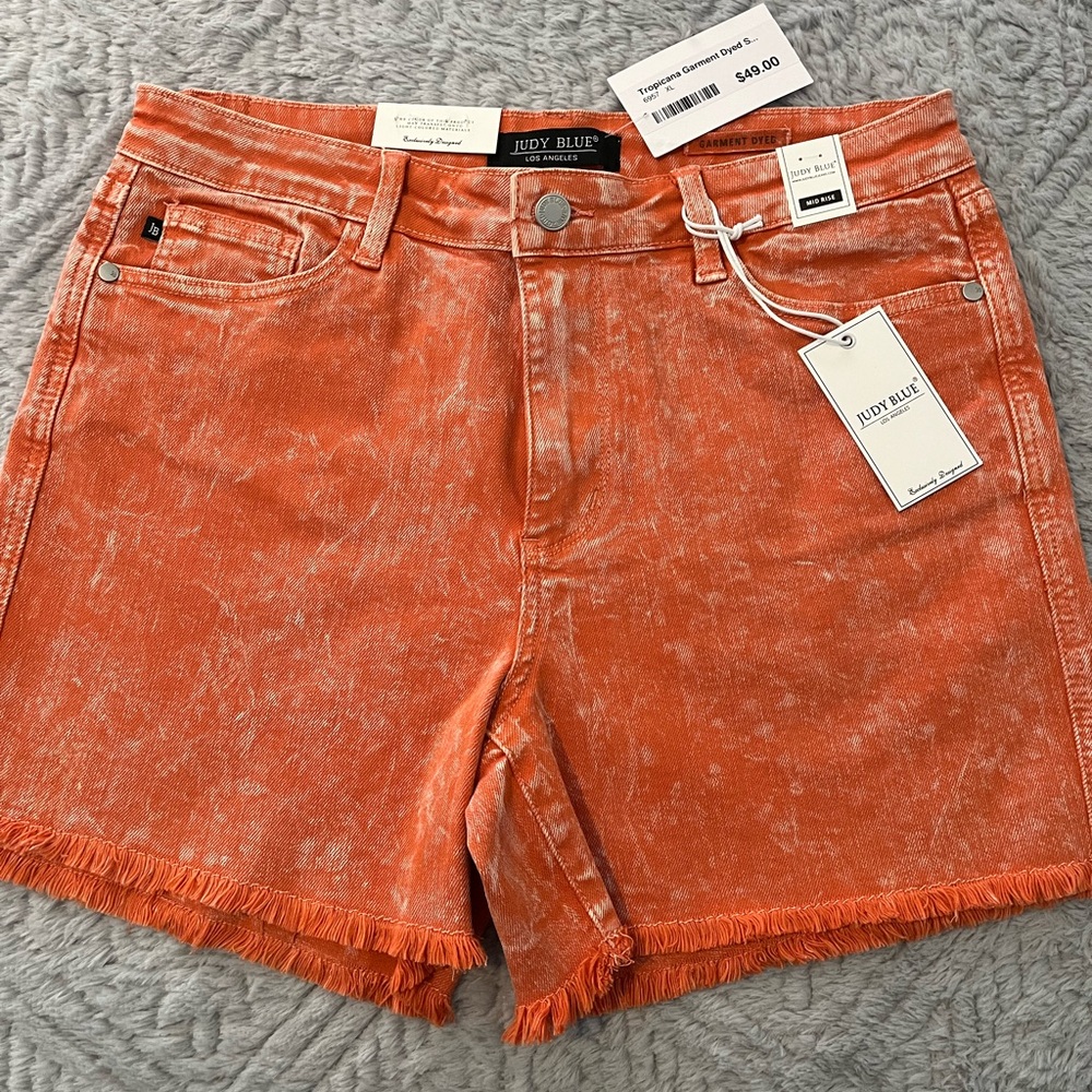 New Judy Blue Vibrant Orange Jean Shorts